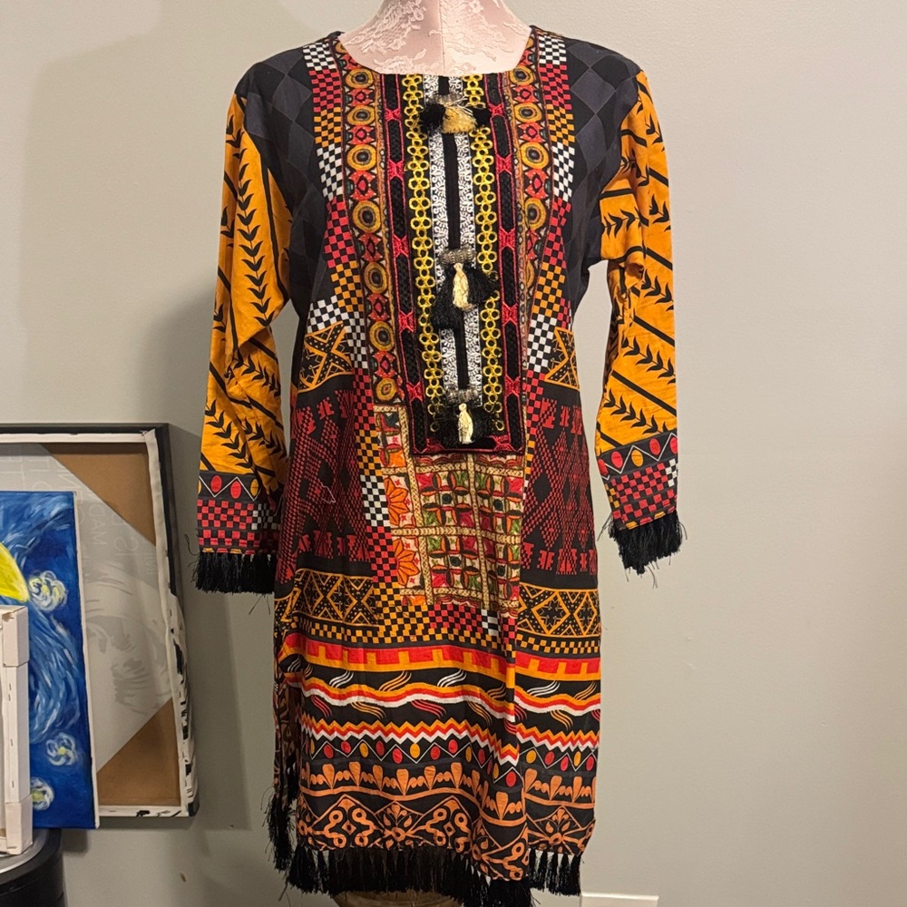 Multicolor Patterned Dress